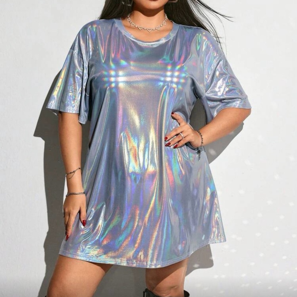 Holographic Short Sleeve Dress